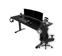 Ultradesk Momentum Table d'ordinateur Bureau de Jeu 152,5x70 cm + Table de Jeu Throne Chaise de Jeu Tapis de Souris XXL Support pour téléphone Portable Porte- en Acier avec Renforts Noir