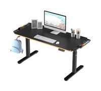 Ultradesk - Pulsar Bureau Enfant Électrique Réglable en Hauteur - 136x60x55-81cm - pour 2 Moniteurs - pour Chambre d’Enfant, d’Adolescent - Noir, avec LED