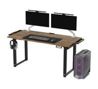 Ultradesk Uplift V2 Bureau d'ordinateur Table de Jeu, Construction en Acier, Espace pour Trois Moniteurs, Réglage Électrique de la Hauteur, avec LED RGB, 176 x 75 cm, Marron