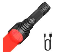 UltraFire C15S-R Lampe de poche LED rechargeable à lumière rouge 620-630 nm Portée 350 m 2 modes pour vision nocturne, astrophotographie, photographie de chambre sombre