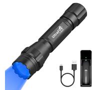 ULTRAFIRE Lampe de poche LED à lumière bleue 450-455 nm haute pureté - 150 mètres - Mode unique - Petite torche de chasse pour vision nocturne, réflexion fluorescente, observation des récifs