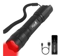 Ultrafire Lampe Torche à Lumière Rouge 620-630 nm, Lampe de Chasse Rouge à Gradation en Continu, Focale Réglable pour Vision Nocturne, Observations Astronomiques