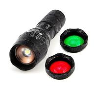 UltraFire Lampe Torche A100,Torche Tactique Avec Lumière Rouge/Vert/Blanc 300 Max Lumens,Focusable 3 couleurs Echange de lentille en verre,Lampe de Poche