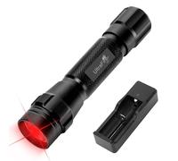 ULTRAFIRE Lampe torche LED rouge 620-630 nm lumière de chasse rouge avec batterie et chargeur, lumière rouge de 200 m pour astronomie, aviation, observation nocturne, CR1