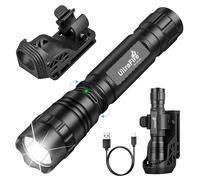 ULTRAFIRE Lampe torche tactique rechargeable avec étui, 1000 lumens, 3 modes, lampe torche LED avec support de lampe de poche pour ceinture de service, pour police, application de la loi, camping, WF