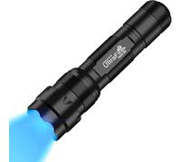 ULTRAFIRE Lampe torche UV 365 nm lumière noire, zoomable, lampe torche LED ultraviolette pour détecter les taches d'urine sèche, résine de durcissement, verre d'uranium, minéraux de roche, scorpions