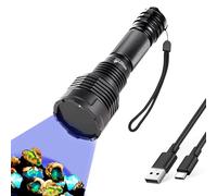 Ultrafire Lampe Torche UV Rechargeable 365nm avec Filtre Noir, 16W Lumière UV Haute Pureté, 2 Modes Lumière Noire pour Contrôle par Pénétration Fluorescente, Expertise de Bijoux/Jade/Verre à Uranium