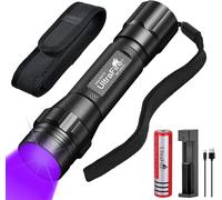 Ultrafire Wf-508uv 395-405nm Black Light Zoomable Uv Led Flashlight With Case 3.7v 2600mah Rechargeable Battery And Charger