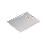 Ultraflat S I.Life Receveur de Douche Ultraplat 3 cm d'Épaisseur, Rectangulaire 100 x 90 cm, Finition Pierre Texturée, Naturellement Anti-Dérapant, Cache-Bonde Fourni, Blanc T5231FR