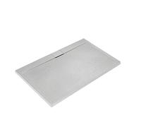 Ultraflat S I.Life Receveur de Douche Ultraplat 3 cm d'Épaisseur, Rectangulaire 140 x 80 cm, Finition Pierre Texturée, Naturellement Anti-Dérapant, Cache-Bonde Fourni, Blanc