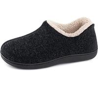 ULTRAIDEAS Chaussons Femme Hiver en Mousse à Mémoire Pantoufles Femmes Chaudes avec Doublure Laine Coton Mélangé Femme Semelle Antidérapante pour Intérieur et Extérieur, Noir, 40 EU