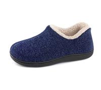 ULTRAIDEAS Chaussons Femme Hiver en Mousse à Mémoire Pantoufles Femmes Chaudes avec Doublure Laine Coton Mélangé Femme Semelle Antidérapante pour Intérieur et Extérieur, Royal Bleu, 37 EU