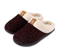 ULTRAIDEAS Chaussons Femme Hiver Mémoire Mousse Peluche Confortable Pantoufles Femme Antidérapant Intérieur/extérieur,Rouge Vineux EU 40/41