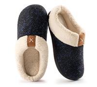 ULTRAIDEAS Chaussons Femme Hiver Mémoire Mousse Peluche Confortable Pantoufles Femme Antidérapant Intérieur/extérieur,Bleu EU 40/41