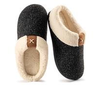 ULTRAIDEAS Chaussons Femme Hiver Mémoire Mousse Peluche Confortable Pantoufles Femme Antidérapant Intérieur/extérieur,Noir EU 38/39