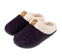 ULTRAIDEAS Chaussons Femme Hiver Mémoire Mousse Peluche Confortable Pantoufles Femme Antidérapant Intérieur/extérieur,Violet EU 38/39