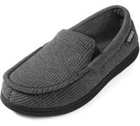 ULTRAIDEAS Chaussons Homme Pantoufles Mousse à Mémoire Confortable Doublure Peluche Laine Semelles Caoutchouc Antidérapantes pour Intérieur et Extérieur, Gris, 43 EU
