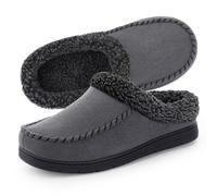 ULTRAIDEAS Mocassins confortables en mousse à mémoire de forme pour homme avec doublure pelucheuse semblable à de la laine, gris foncé, 47/48 EU