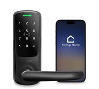 ULTRALOQ Latch 5 Serrure intelligente WiFi intégrée avec NFC, serrure de porte d'entrée sans clé 5 en 1 avec Bluetooth, poignée intelligente avec clavier (noir)