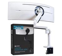 ULTRARM Bras de moniteur robuste pour écrans ultra larges jusqu'à 144,8 cm et 20 kg, support de bureau unique, hauteur pneumatique réglable, bras d'extension modulaires - VESA max 100 x 100, blanc,