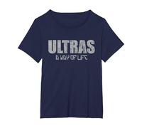 Ultras A Way of Life - Football Fans T-Shirt, Femme Grandes Tailles, Bleu Marine, 4X