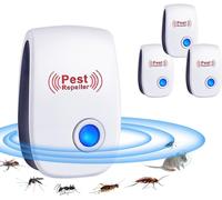 Ultrason Anti Moustique, 4 Pack Ultrason Souris et Rats & Insectes Répulsif Électronique, Répulsif Ultrason Anti-Rongeurs Insectes Anti Insectes, Moustiques, Fourmis, Rats, Araignées