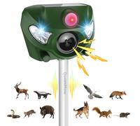 Ultrason Chat Exterieur, 5 Modes Répulsif Ultrason Chat pour Jardins, 26 Pieds Anti Pigeon avec Sirène et Flashs Lumineux, pour Chiens, Cerf, Renard, Oiseau, Lapin, Écureuil