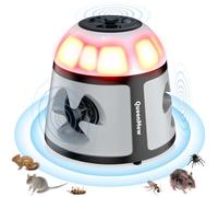 Ultrason Souris et Rats 360°, 4 Modes Répulsif Souris avec Lumière Clignotante, 600 M² Répulsifs Anti-Taupes Anti Souris Plug in, Extérieur Intérieur pour Rongeurs, Araignées, Cafards, Mites