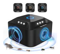 Ultrason Souris et Rats, Repulsif Souris Ultrasons 360° Anti Souris avec Lumière LED Appareil Ultrason pour Nuisible Rongeurs Plug in Répulsif Intérieur Dispositif Anti Nuisible Cafards pour Jardin