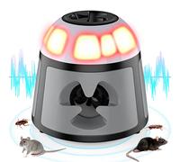Ultrason Souris et Rats, Repulsif Souris Ultrasons 360° Anti Souris avec Lumière LED Appareil Ultrason pour Nuisible Rongeurs Plug in Répulsif Intérieur Dispositif Anti Nuisible Cafards pour Jardin
