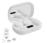 Ultrasonic Lens Cleaner, Rechargeable Soft Lens Cleaning Machine, Intelligent Multi-Mode Care System, Gentle Deep Clean Technology, Compact Soaking Case Daily Use for Families,9.8x6.6x9cm White Green