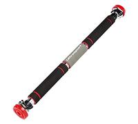 Ultrasport Barre de traction Force 300 Pro, système de fixation rond, maintien optimal et sûr, antidérapant et chargeable jusqu'à 150 kg, réglable de 65 à 103 cm, Couleur: Noir / Rouge