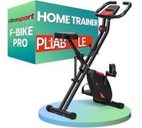 Ultrasport F-Bike Pro Vélo d’Appartement Pliable I Vélos d'Appartement Extra Silencieux jusqu'à 150 kg avec Selle Confort, Velo d Appartement Pliable, Rouge-Noir