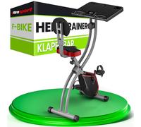 Ultrasport F-Bike, Vélo d'exercice pliable avec ordinateur d'entraînement, 8 niveaux résistance, hauteur réglable, support sécurisé, vélo bureau, poids max. de l'utilisateur 110 kg, Noir/Rouge