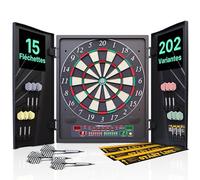 Ultrasport Jeu de fléchettes électronique avec portes, pour 16 joueurs, avec affichage LED, 38 jeux différents, et de nombreuses variantes de jeux, Jeu de fléchettes avec 12 fléchettes souples
