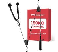Ultrasport Newest Edition I Tour de Train, système de Traction Robuste avec roulettes silencieuses, pour la Maison, avec Barre de Traction et Corde de Triceps et Barre de Biceps, Poids Jusqu‘á 100 kg