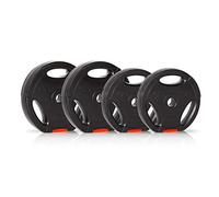 Ultrasport Plaques poids, 4 poids dans un jeu, 2 x 2.5 kg, 2 x 5 kg, standard 30 mm trou, peut être utilisables avec des haltères et barres d'haltères, avec fentes pour un entraînement libre, Noir