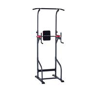 Ultrasport Power, Pull-up, Dip Station, Fitness Tower, Hauteur, Home Gym, Tour de Force, réglable jusqu'à 150 kg de Poids d'utilisateur Unisex-Adult, Noir-Rouge, 65x83x190-230 cm