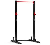 Ultrasport Tour de Power Rack - Banc de musculation-Cage à Squats en Acier Massif, avec 2 Barres de Sécurité, Barre de Traction, Barre de Dips, Rameur - Noir-Rouge