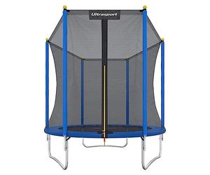 Ultrasport Trampoline de Jardin Uni-Jump, Trampoline pour Enfants, Ø 183 cm, Set de Trampoline Complet Comprenant Tapis de Saut, Filet de sécurité, Poteau de Filet rembourré et Couvre-Bord, Bleu