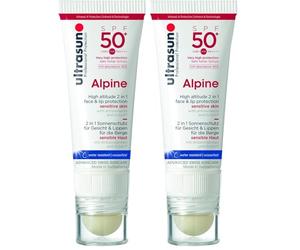 Ultrasun Alpine SPF50 Protection solaire visage et lèvres 20 ml (Lot de 2)