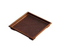 ULTRAWAVE Plateaux de Service Plateau à thé en rotin en Bois Massif, Plateau à thé, Accessoires de cérémonie du thé, Dessous de Verre, théière sèche, Plateau de Service à thé Plateau de Dîner(A)