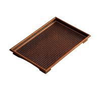 ULTRAWAVE Plateaux de Service Plateau à thé en rotin en Bois Massif, Plateau à thé, Accessoires de cérémonie du thé, Dessous de Verre, théière sèche, Plateau de Service à thé Plateau de Dîner(B)