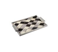 ULTRAWAVE Plateaux de Service Plateau en Acier Inoxydable for CRIN de Cheval, échiquier Noir et Blanc de Luxe Moderne et léger, Table d'entrée, Plateau de Rangement for Bijoux Plateau de Dîner(B)