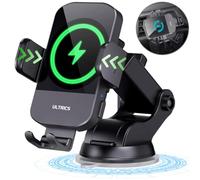 ULTRICS 15W Chargeur Induction Voiture, Automatic Clamping Chargeur Sans Fil Voiture Rapide avec Rotation 360° Support Telephone pour iPhone 15 Pro Max/14 Pro/15/16/13/12, Galaxy S23 Ultra/S22/Note 20