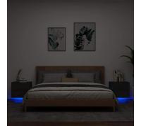 ULUYYUC 2 Tables de Chevet murales LED Noires 50x39x41 cm Bois d ingénierie Contemporain et plafonnier RGB économise l Espace au Sol pour Chambre Salon Bureau