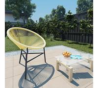 ULUYYUC Acapulco Chaise de jardin en polyrotin beige 69 x 66 x 87 cm avec structure en acier revêtu par pulvérisation, design moderne, robuste et résistant aux intempéries, pour jardin, terrasse et
