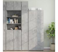 ULUYYUC Armoire de Rangement Mince 30 x 42,5 x 225 cm Gris béton Bois d'ingénierie 2 armoires modulables Grande capacité 8 Compartiments Porte réversible pour Cuisine Salon Bureau Chambre