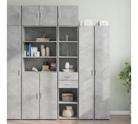ULUYYUC Armoire de Rangement Mince Gris béton 40x42,5x225 cm Bois d'ingénierie 8 Compartiments Porte réversible Gain de Place Meuble de Cuisine et Buffet Salon pour Salle de Bain Chambre Bureau
