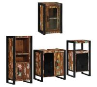 ULUYYUC Armoire de salle de bain, 4 pièces, multicolore, 55 x 35 x 60 cm, en bois recyclé massif, avec cadre en métal, design moderne et grand espace de rangement pour petites salles de bains